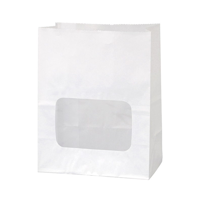 窓付き耐油角底袋白