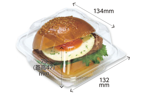 フードパック折蓋外嵌合型のサイズ例